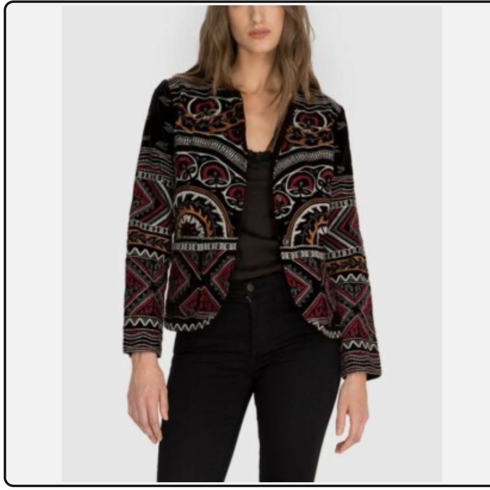 NWT JOHNNY WAS Black EMBROIDERED BLAIR Statement Jacket Medium